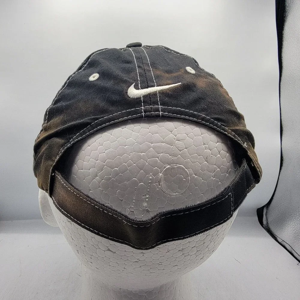 Nike Golf Hat Cap Distressed Black White Embroidered Adult Golfer Golfing